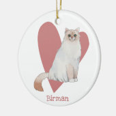 Birman Cat Waterverf Kat Roze hart Keramisch Ornament (Links)