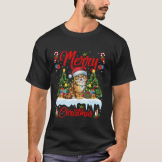 Birman Cat Xmas Tree Lighting Santa Hat Birman Cat T-shirt