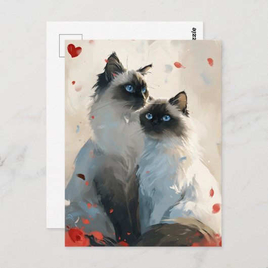 Birman Cats Valentijnsdag Briefkaart (Voorkant / Achterkant)