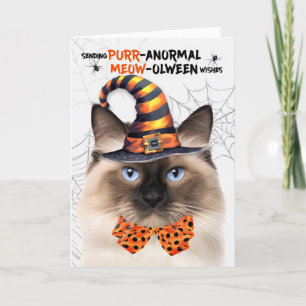 Birman Halloween Kat PURRanormale MEOWolween Feestdagen Kaart