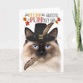Birman Kat Feline Dankbaar voor PURRkey Day Feestdagen Kaart