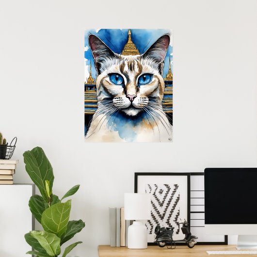 Birman Kat - Kat Art Print (Thuiskantoor)