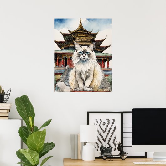 Birman Kat - Kat Art Print (Thuiskantoor)