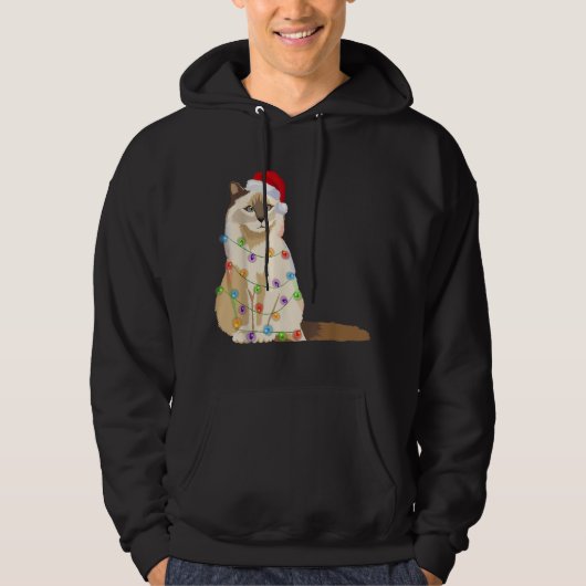Birman Kat Kerstverlichting Kerstmis Kat Liefhebbe Hoodie (Voorkant)