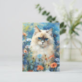 Birman Kat kleurrijke waterverf kunstwerk Briefkaart (Staand voorkant)