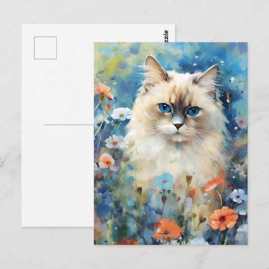 Birman Kat kleurrijke waterverf kunstwerk Briefkaart (Voorkant / Achterkant)