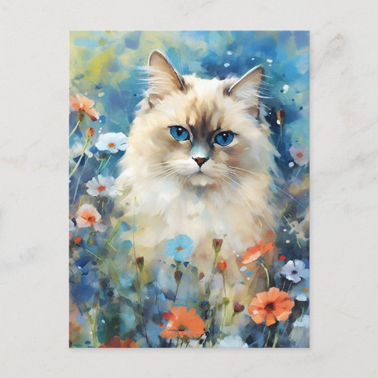 Birman Kat kleurrijke waterverf kunstwerk Briefkaart (Voorkant)
