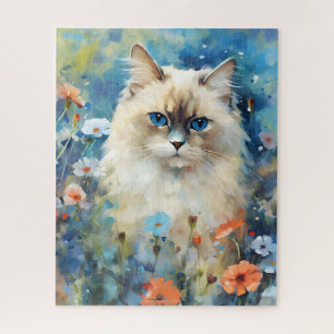 Birman Kat kleurrijke waterverf kunstwerk Legpuzzel