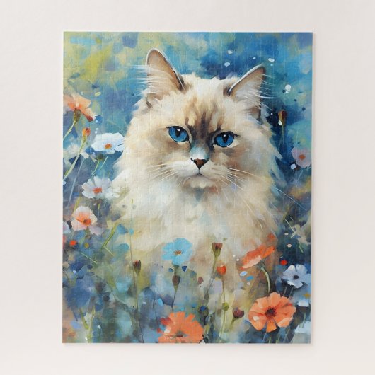 Birman Kat kleurrijke waterverf kunstwerk Legpuzzel (Verticaal)