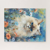 Birman Kat kleurrijke waterverf kunstwerk Legpuzzel (Horizontaal)