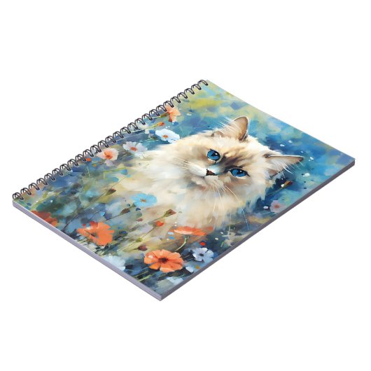 Birman Kat kleurrijke waterverf kunstwerk Notitieboek (Linkerzijde)