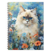 Birman Kat kleurrijke waterverf kunstwerk Notitieboek (Voorkant)