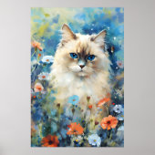 Birman Kat kleurrijke waterverf kunstwerk Poster (Voorkant)