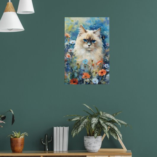 Birman Kat kleurrijke waterverf kunstwerk Poster (Woonkamer 1)