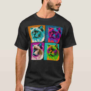 Birman Kat Pop Illustratie Kleurrijke Dieren Vrouw T-shirt