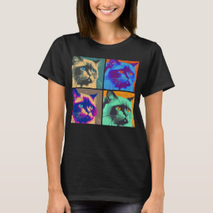 Birman Kat Pop Illustratie Kleurrijke Dieren Vrouw T-shirt
