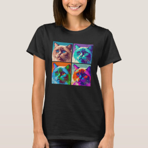 Birman Kat Pop Illustratie Kleurrijke Dieren Vrouw T-shirt