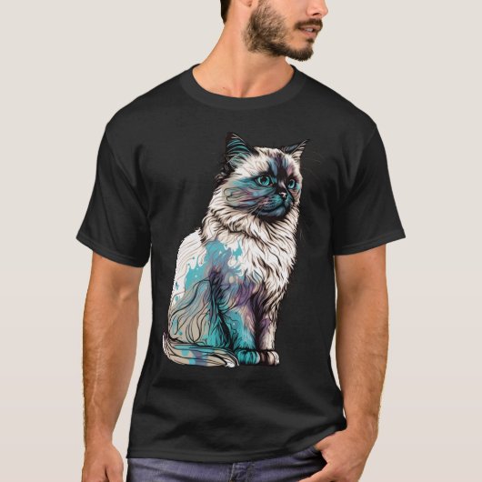 Birman kat ras kleurrijke mam dame t-shirt (Voorkant)