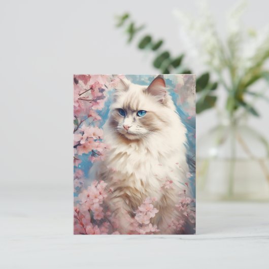 Birman Kattenbloemen Briefkaart (Staand voorkant)