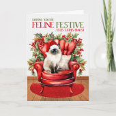 Birman Kerstmis Kat FELINE Feestelijk Feestdagen Kaart (Voorkant)
