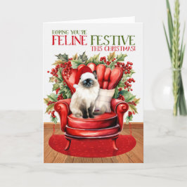 Birman Kerstmis Kat FELINE Feestelijk Feestdagen Kaart