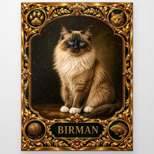 Birman, met juwelen bewerkt erfstuk kunst briefkaart
