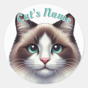 Birman of Ragdoll Cat · Gepersonaliseerd Ronde Sticker