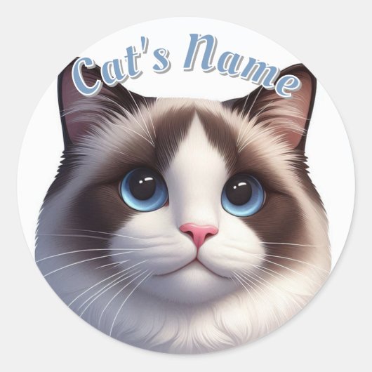 Birman of Ragdoll Cat · Gepersonaliseerd Ronde Sticker (Voorkant)