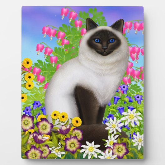 Birman Ragdoll Cat in Flowers Plaque Fotoplaat (Voorkant)