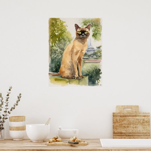 Birmees - kat kunst print (Keuken)