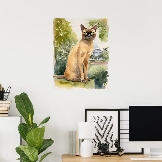 Birmees - kat kunst print (Thuiskantoor)