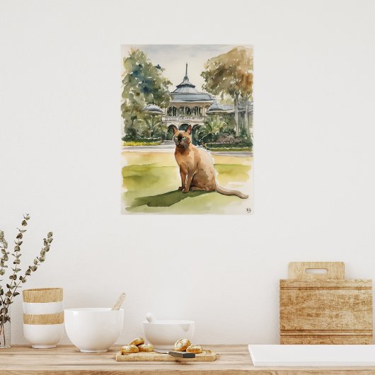 Birmees - kat kunst print (Keuken)