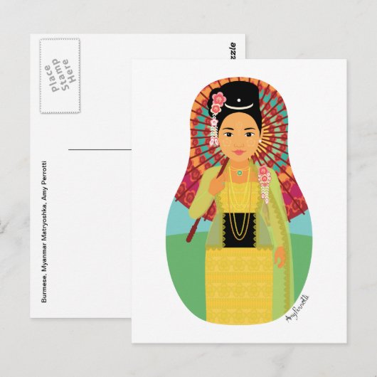 Birmees, Myanmar Matryoshka Briefkaart (Voorkant / Achterkant)