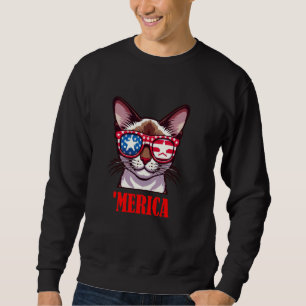 Birmese Cat Merica 4 juli Amerikaanse vlag Trui