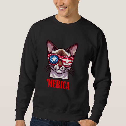 Birmese Cat Merica 4 juli Amerikaanse vlag Trui (Voorkant)