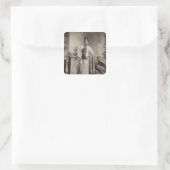 Birmese dame vierkante sticker (Tas)