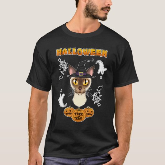 Birmese Kat I Prettig Halloween T-shirt (Voorkant)