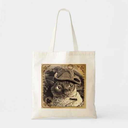 Birmese kat in Western Attire, sepia, 2 Tote Bag (Voorkant)