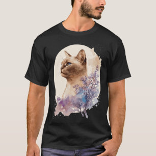 Birmese Kat Japanse Kersenbloesem Bloemige Waterve T-shirt