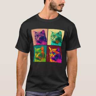 Birmese Kat Pop Illustratie Kleurrijk Dier Mannen T-shirt