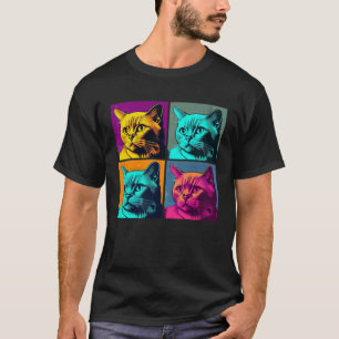 Birmese Kat Pop Illustratie Kleurrijk Dier Mannen  T-shirt
