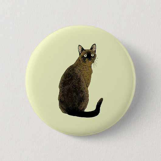 Birmese kat ronde button 5,7 cm (Voorkant)