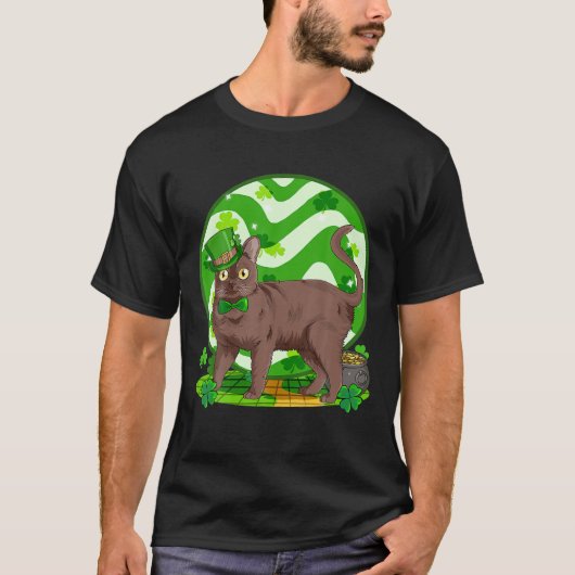 Birmese kat St. Patricks Day Lucky Leprechaun T-shirt (Voorkant)