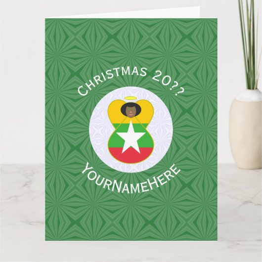Birmese Myanmar Engel Kerstmis Vlag Persoonlijk Kaart (Voorkant)