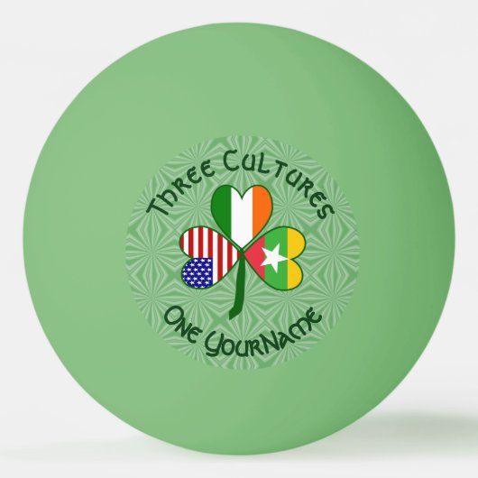 Birmese Myanmar Irish American Flags Shamrock Name Pingpongbal (Voorkant)