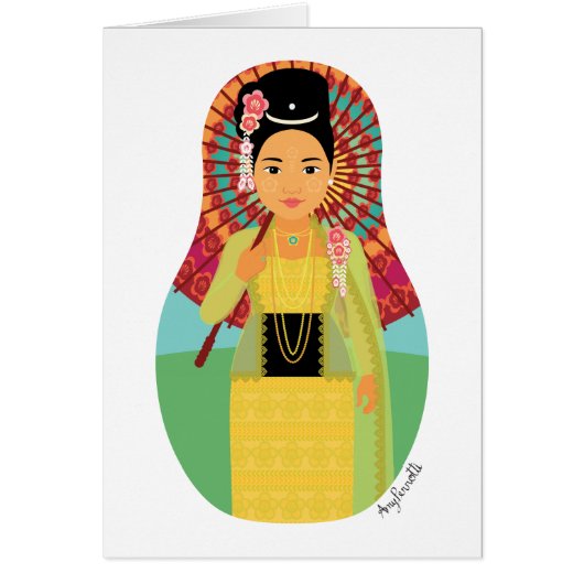 Birmese, Myanmar Matroesjka Kaart (Voorkant)