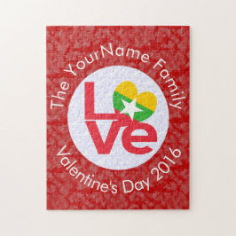 Birmese Myanmar Vlag Rode Letters LOVE Wit op Rood Legpuzzel