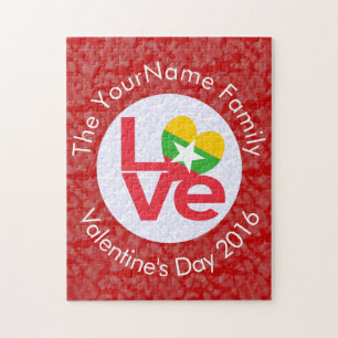 Birmese Myanmar Vlag Rode Letters LOVE Wit op Rood Legpuzzel