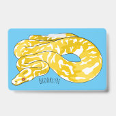 Birmese python slang cartoon illustratie badge (Achterkant)