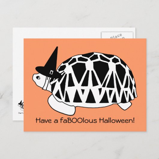 Birmese Star Tortoise Witch Halloween Card (bw) Briefkaart (Voorkant / Achterkant)